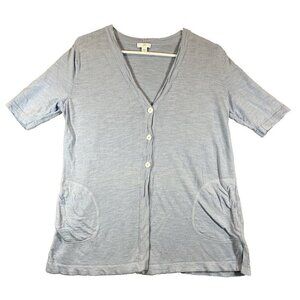 J Jill Linen Blend Cardigan‎ Size Small Light Blue Knit Short Sleeve pockets